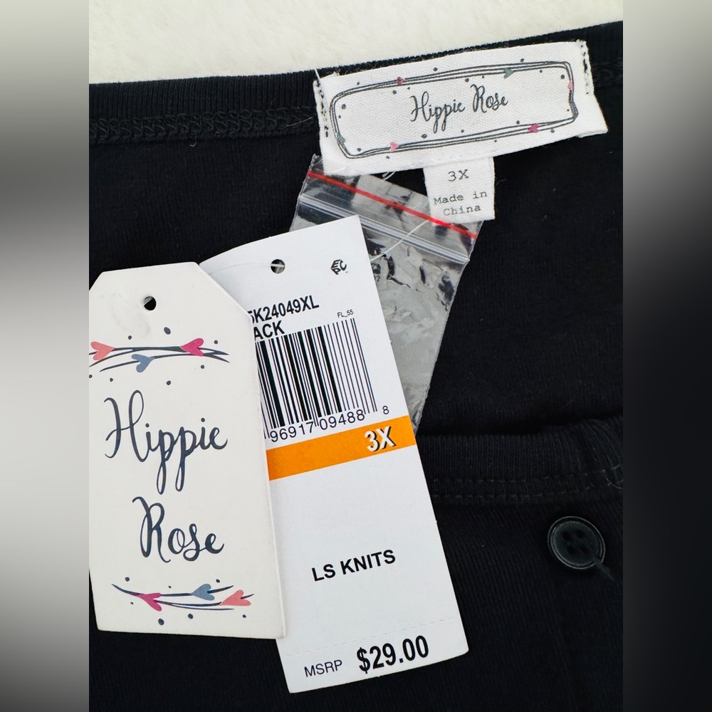 Hippie Rose Black Button Down Cardigan, Size 3X - NWT - Picture 9 of 9
